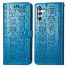 For Samsung Galaxy A26 5G Cat and Dog Embossed Leather Phone Case(Blue) - 2