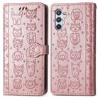 For Samsung Galaxy A26 5G Cat and Dog Embossed Leather Phone Case(Rose Gold) - 2