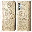For Samsung Galaxy A26 5G Cat and Dog Embossed Leather Phone Case(Gold) - 2