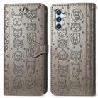 For Samsung Galaxy A26 5G Cat and Dog Embossed Leather Phone Case(Gray) - 2