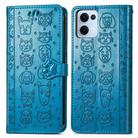 For OPPO Reno13 Pro Cat and Dog Embossed Leather Phone Case(Blue) - 2