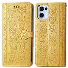 For OPPO Reno13 Pro Cat and Dog Embossed Leather Phone Case(Yellow) - 2