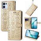 For OPPO Reno13 Pro Cat and Dog Embossed Leather Phone Case(Gold) - 1
