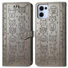 For OPPO Reno13 Pro Cat and Dog Embossed Leather Phone Case(Gray) - 2
