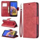 Retro Lambskin Texture Pure Color Horizontal Flip PU Leather Case for Galaxy J4 2018, with Holder & Card Slots & Wallet & Lanyard(Red) - 1