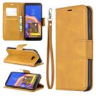 Retro Lambskin Texture Pure Color Horizontal Flip PU Leather Case for Galaxy J4 2018, with Holder & Card Slots & Wallet & Lanyard(Yellow) - 1