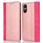 For Sony Xperia 5 IV Calf Texture Color Stitching Leather Phone Case(Rose Gold Rose Red) - 2
