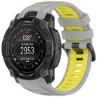 For Garmin Instinct 3 AMOLED / Solar 50mm Two Color Sports Silicone Watch Band(Gray+Yellow) - 1