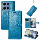 For Motorola Moto G 2025 Cat and Dog Embossed Leather Phone Case(Blue) - 1