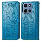 For Motorola Moto G 2025 Cat and Dog Embossed Leather Phone Case(Blue) - 2