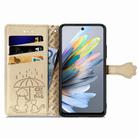 For Motorola Moto G 2025 Cat and Dog Embossed Leather Phone Case(Gold) - 3