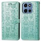For Motorola Moto G 2025 Cat and Dog Embossed Leather Phone Case(Green) - 2