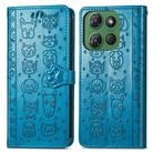 For Motorola Moto G Power 2025 Cat and Dog Embossed Leather Phone Case(Blue) - 2