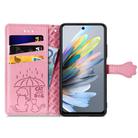 For Motorola Moto G Power 2025 Cat and Dog Embossed Leather Phone Case(Pink) - 3