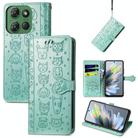For Motorola Moto G Power 2025 Cat and Dog Embossed Leather Phone Case(Green) - 1