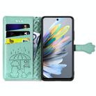 For Motorola Moto G Power 2025 Cat and Dog Embossed Leather Phone Case(Green) - 3