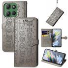 For Motorola Moto G Power 2025 Cat and Dog Embossed Leather Phone Case(Gray) - 1