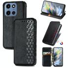 For Motorola Moto G 2025 Cubic Grid Pressed Magnetic Leather Phone Case(Black) - 1