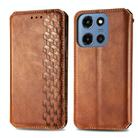 For Motorola Moto G 2025 Cubic Grid Pressed Magnetic Leather Phone Case(Brown) - 2