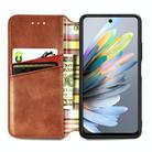 For Motorola Moto G 2025 Cubic Grid Pressed Magnetic Leather Phone Case(Brown) - 3