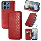 For Motorola Moto G 2025 Cubic Grid Pressed Magnetic Leather Phone Case(Red) - 1