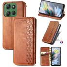 For Motorola Moto G Power 2025 Cubic Grid Pressed Magnetic Leather Phone Case(Brown) - 1