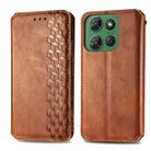 For Motorola Moto G Power 2025 Cubic Grid Pressed Magnetic Leather Phone Case(Brown) - 2