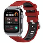 For Huawei Watch D2 Silver Metal Head Two Color Silicone Watch Band(Red+Black) - 1