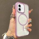 For iPhone 16 Translucent Armor MagSafe N52 Thin Circle Phone Case(Transparent Purple) - 1