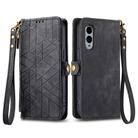 For Fujitsu Arrows We2 / F-52E Geometric Zipper Wallet Side Buckle Leather Phone Case(Black) - 2
