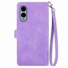 For Fujitsu Arrows We2 / F-52E Embossed Flower Zipper Leather Phone Case(Purple) - 3