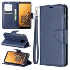 Retro Lambskin Texture Pure Color Horizontal Flip PU Leather Case for Galaxy A8 Plus 2018, with Holder & Card Slots & Wallet & Lanyard(Blue) - 1