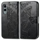 For Fujitsu Arrows We2 / F-52E Butterfly Love Flower Embossed Leather Phone Case(Black) - 2