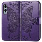 For Fujitsu Arrows We2 / F-52E Butterfly Love Flower Embossed Leather Phone Case(Purple) - 2