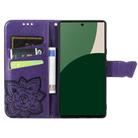 For Fujitsu Arrows We2 / F-52E Butterfly Love Flower Embossed Leather Phone Case(Purple) - 3