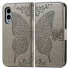 For Fujitsu Arrows We2 Plus / F-51E Butterfly Love Flower Embossed Leather Phone Case(Gray) - 2