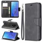 Retro Lambskin Texture Pure Color Horizontal Flip PU Leather Case for Galaxy S9 Plus, with Holder & Card Slots & Wallet & Lanyard(Black) - 1