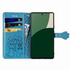 For Fujitsu Arrows We2 / F-52E Cat and Dog Embossed Leather Phone Case(Blue) - 3