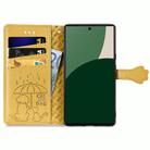 For Fujitsu Arrows We2 / F-52E Cat and Dog Embossed Leather Phone Case(Yellow) - 3