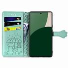 For Fujitsu Arrows We2 / F-52E Cat and Dog Embossed Leather Phone Case(Green) - 3