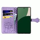 For Fujitsu Arrows We2 / F-52E Cat and Dog Embossed Leather Phone Case(Purple) - 3