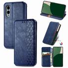 For Fujitsu Arrows We2 / F-52E Cubic Grid Pressed Magnetic Leather Phone Case(Blue) - 1