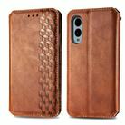 For Fujitsu Arrows We2 / F-52E Cubic Grid Pressed Magnetic Leather Phone Case(Brown) - 2