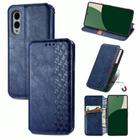 For Fujitsu Arrows We2 Plus / F-51E Cubic Grid Pressed Magnetic Leather Phone Case(Blue) - 1