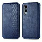 For Fujitsu Arrows We2 Plus / F-51E Cubic Grid Pressed Magnetic Leather Phone Case(Blue) - 2