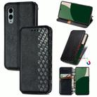 For Fujitsu Arrows We2 Plus / F-51E Cubic Grid Pressed Magnetic Leather Phone Case(Black) - 1