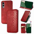 For Fujitsu Arrows We2 Plus / F-51E Cubic Grid Pressed Magnetic Leather Phone Case(Red) - 1