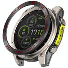 For Garmin Fenix 8 MIP 47mm Stainless Steel Metal Watch Protective Ring(Compete Speed Black Red) - 1
