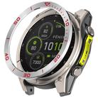 For Garmin Fenix 8 MIP 51mm Stainless Steel Metal Watch Protective Ring(Time Zone Silver Red) - 1