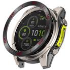 For Garmin Tactix 8 AMOLED 47mm Time Zone Style Stainless Steel Metal Watch Protective Ring(Black Red) - 1